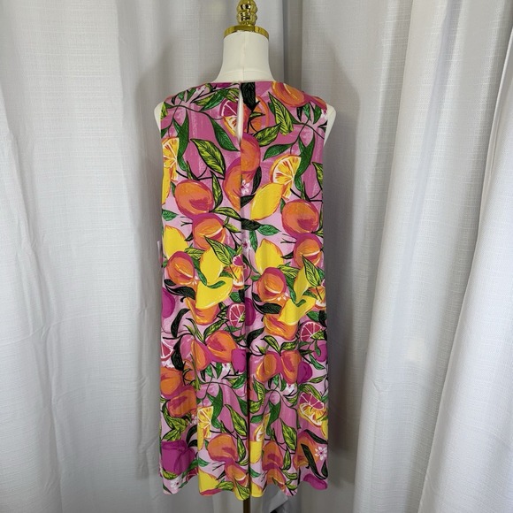 NWT Pappagallo Citrus Fruit Lemons Oranges‎ Jersey Dress Sundress Preppy XL $99 - Picture 3 of 13